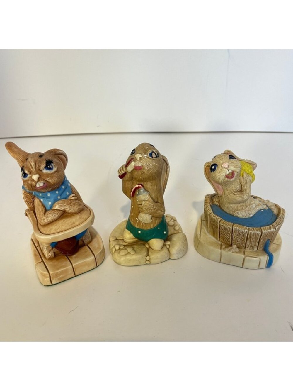 Vintage 1975 Pepiware Lot Stoneware Bunny Rabbit Figurine Grumpy Twinkle Titch
